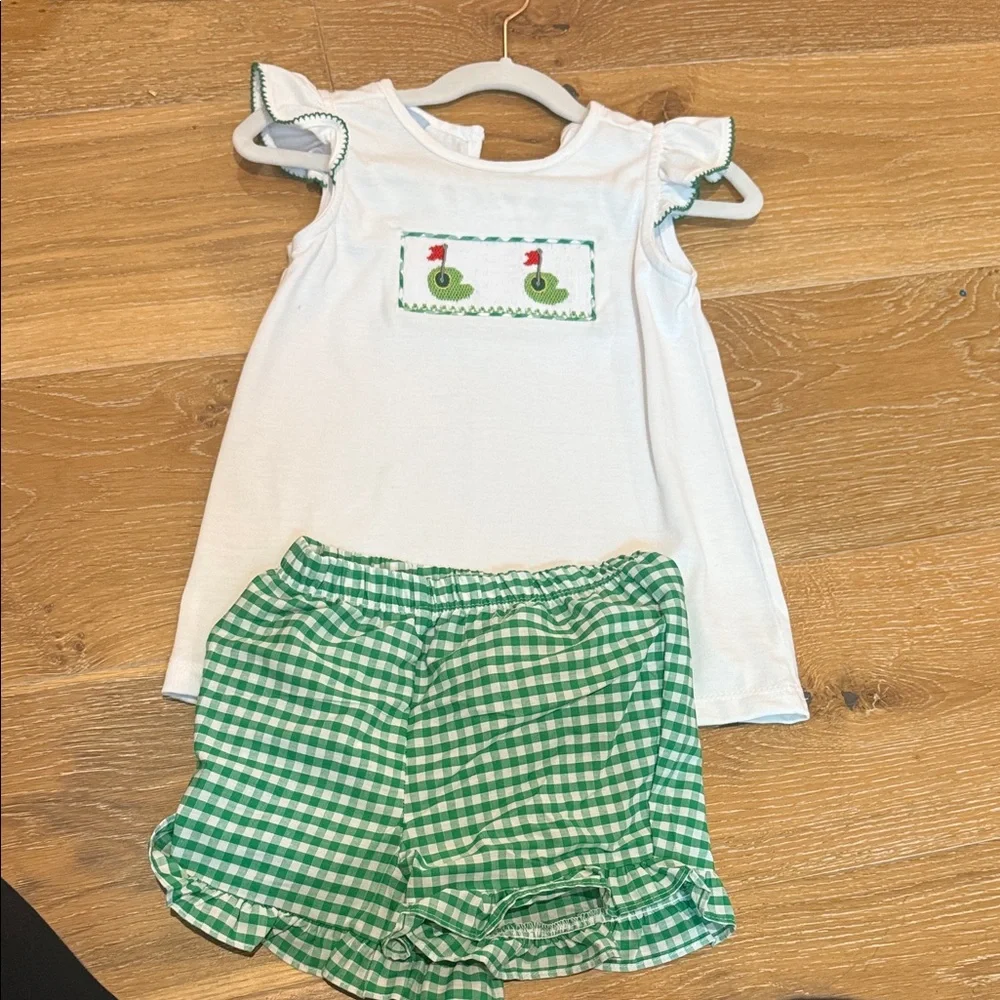 Kids White and Green Matching Set - Picture 1 of 2